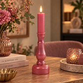 Kandelaar en kaars Nuala LED S roze
