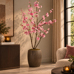 Kunstplant Prunus M roze - L 50 x B 50 x H 185 CM