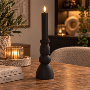 Kandelaar + Kaars LED Tabe L zwart