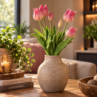 Boeket kunstbloemen Tulip Greigii paars