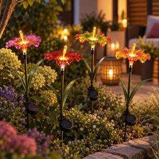 Tuinsteker Hibiscus Solar LED - set van 4 tuinstekers
