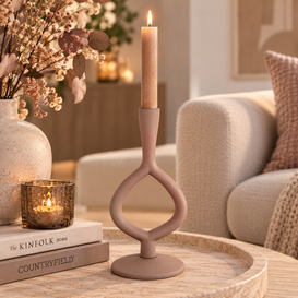 Kandelaar Levie oud roze L 27 cm hoog