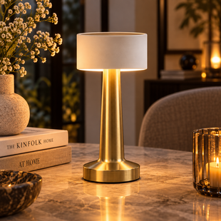 Tafellamp Lampa goud / wit oplaadbaar