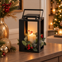 Lantaarn met kaars LED Arles S zwart-L18,5B18,5H35CM