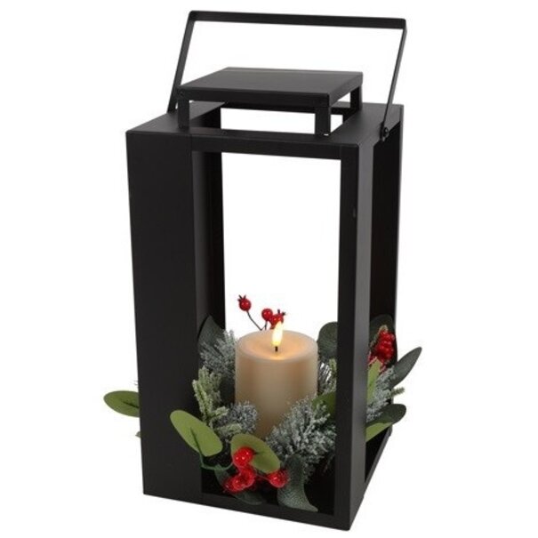 Countryfield Lantaarn met kaars LED Arles S zwart-L18,5B18,5H35CM