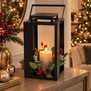 Lantaarn met kaars LED Arles L zwart-L18,5B18,5H45CM