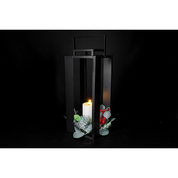 Countryfield Lantaarn met kaars LED Arles L zwart-L18,5B18,5H45CM
