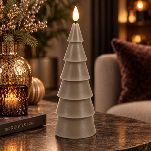 Kerstboomkaars strak LED Lyon L grijs