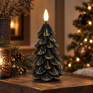 Kerstboomkaars LED Lyon XL zwart / groen