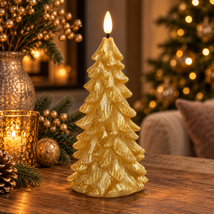 Kerstboomkaars LED Lyon XL goud