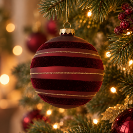 Kerstbal Robee L donkerrood - Ø12CM