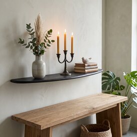 Wandplank 90x19x2 cm GINOSA hout mat zwart