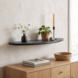 Wandplank 110x25x3 cm GINOSA hout  mat zwart