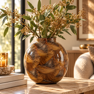 Vaas deco Ø26x27 cm MILOS bruin-licht bruin