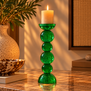 Kaarsenhouder Ø9,5x34 cm ITINGA glas bubbel groen