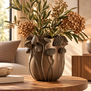 Vaas deco 26,5x25,5x26,5 cm LAVCI keramiek mat donker bruin