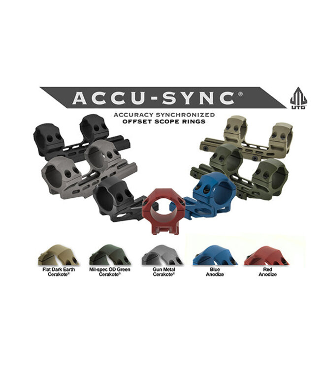 UTG - Leapers ACCU-SYNC 30mm High Profile 37mm Offset Picatinny Ringe, Schwarz (AIR322S)