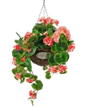 Greenmoods Kunstig Begonia Rosa i Kurv UV 70cm Greenmoods Kunstig Begonia Rosa i Kurv UV 70cm