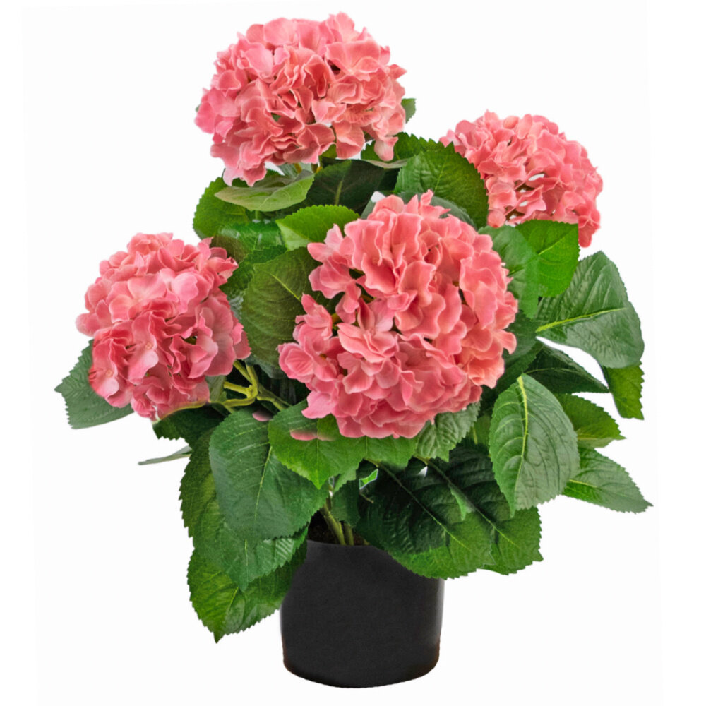 Greenmoods Kunstig Hortensia Rosa 43cm