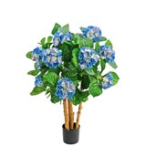 Greenmoods Kunstig Hortensia Busk Blå 85cm