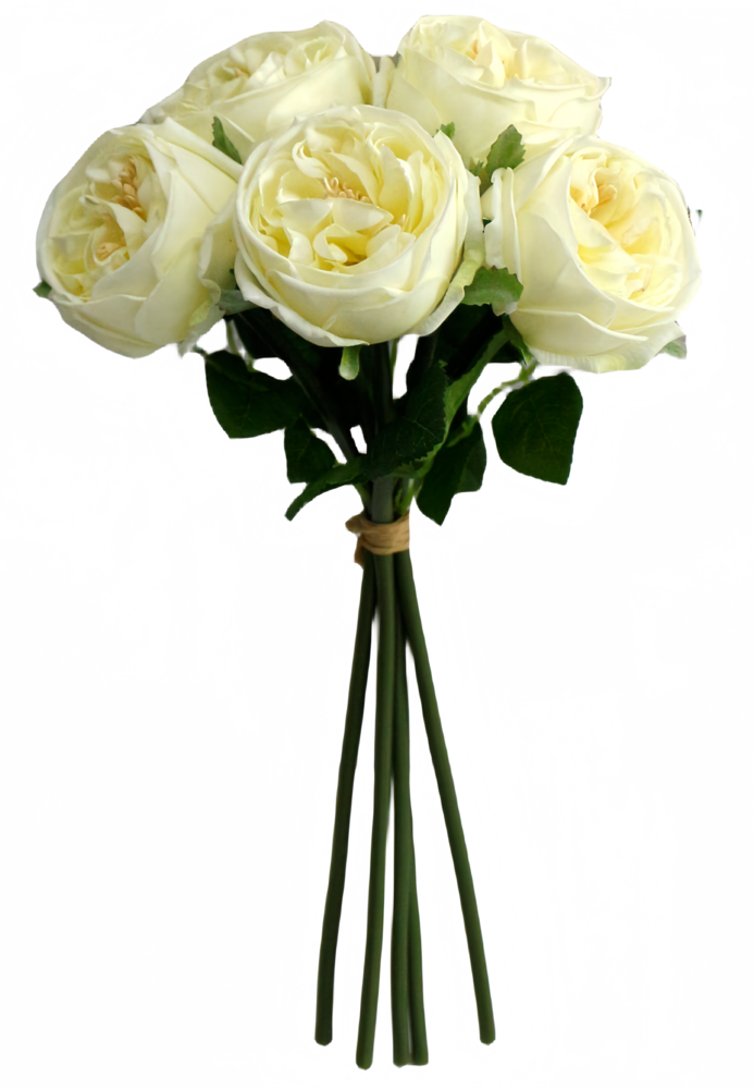 Greenmoods Kunstig Rosebukett "Carmen" Real Touch Kremhvit 36cm