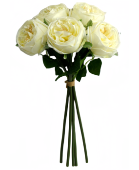 Greenmoods Kunstig Rosebukett "Carmen" Real Touch Kremhvit 36cm