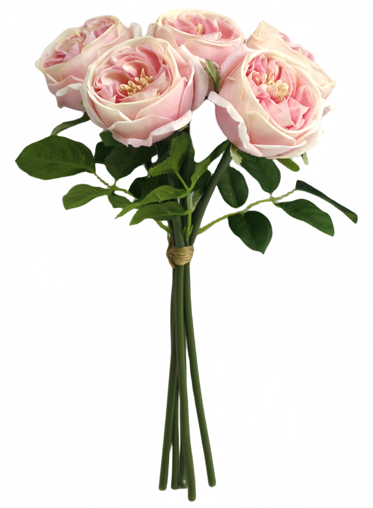 Greenmoods Kunstig Rosebukett "Carmen" Real Touch Rosa 36cm