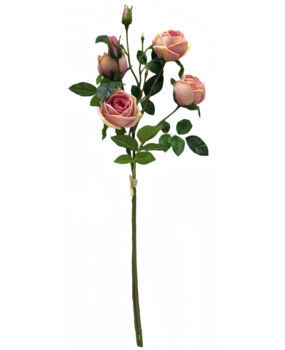 Greenmoods Kunstig Rosegren dobbel Real Touch rosa 80cm