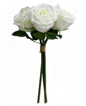 Greenmoods Kunstig Rosebukett Real Touch Hvit 30cm Greenmoods Kunstig Rosebukett Real Touch Hvit 30cm