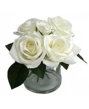 Greenmoods Kunstig Rosebukett Real Touch Hvit 18cm Greenmoods Kunstig Rosebukett Real Touch Hvit 18cm