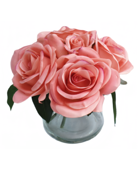 Greenmoods Kunstig Rosebukett Real Touch Rosa 18cm Greenmoods Kunstig Rosebukett Real Touch Rosa 18cm