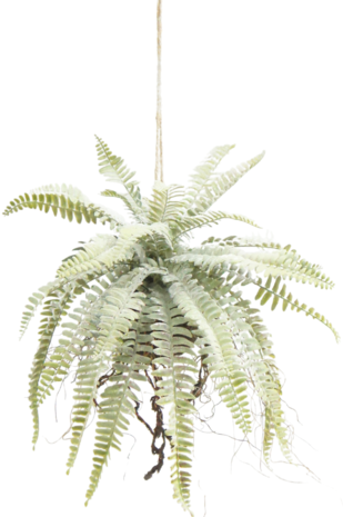 Greenmoods Kunstig hengende plante Frosted Fern på kule 76 cm