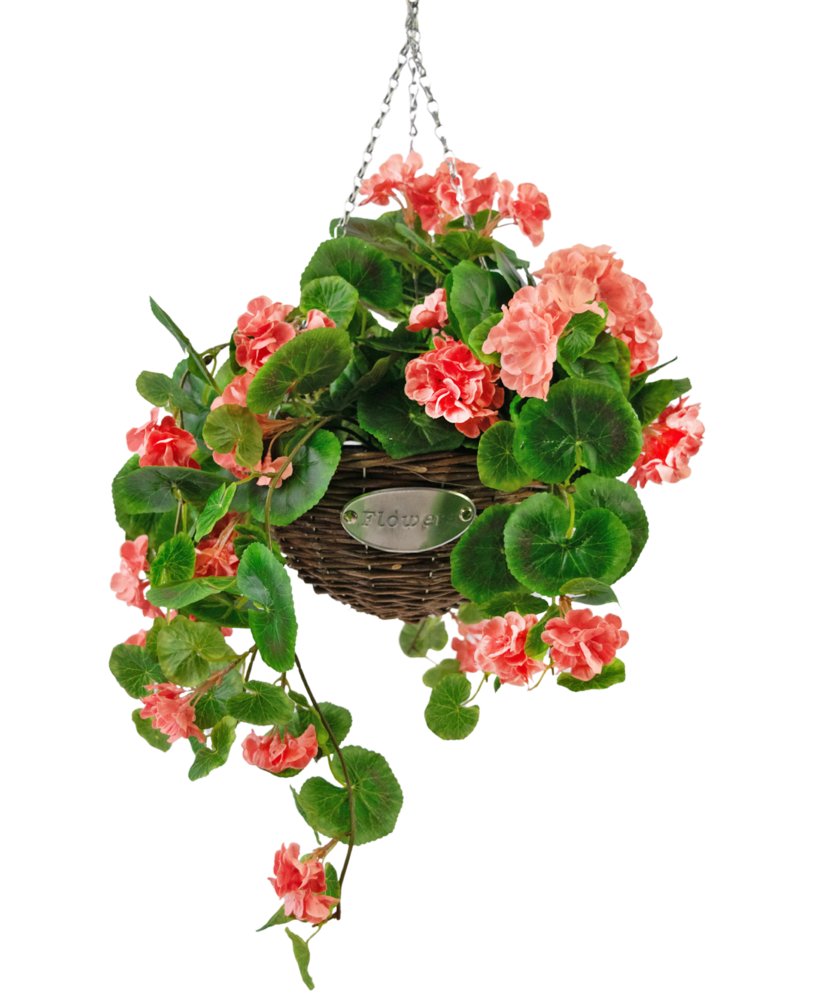 Greenmoods Kunstig Begonia Rosa i Kurv UV 70cm