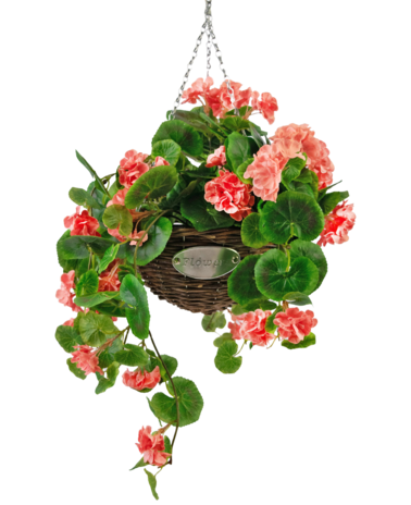 Greenmoods Kunstig Begonia Rosa i Kurv UV 70cm