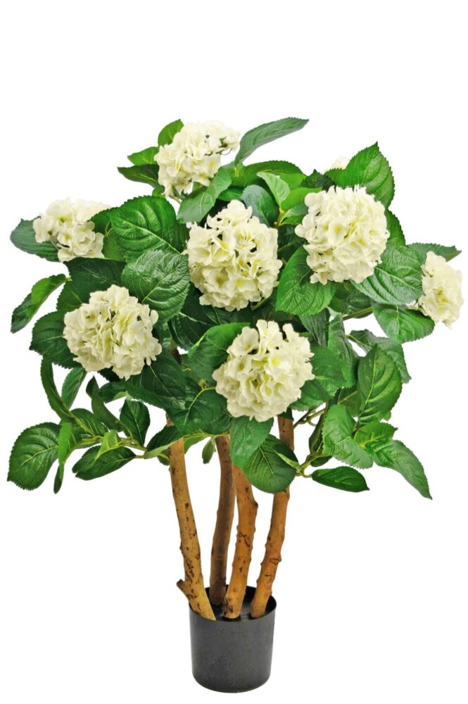 Greenmoods Kunstig Hortensia Busk Kremhvit 85cm