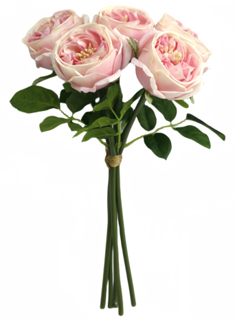 Greenmoods Kunstig Rosebukett "Carmen" Real Touch Rosa 36cm
