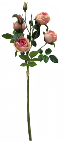 Greenmoods Kunstig Rosegren dobbel Real Touch rosa 80cm