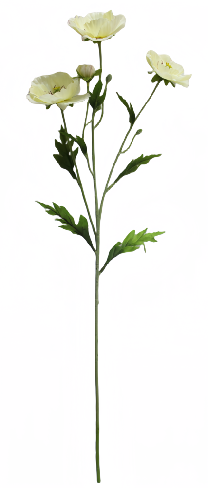 Greenmoods Kunstig Valmue Real Touch Krem/gul 65cm