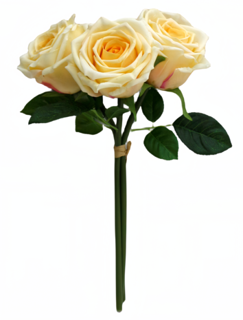 Greenmoods Kunstig Rosebukett Real Touch Champagne 30cm