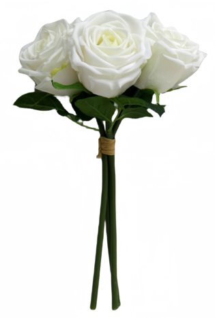 Greenmoods Kunstig Rosebukett Real Touch Hvit 30cm