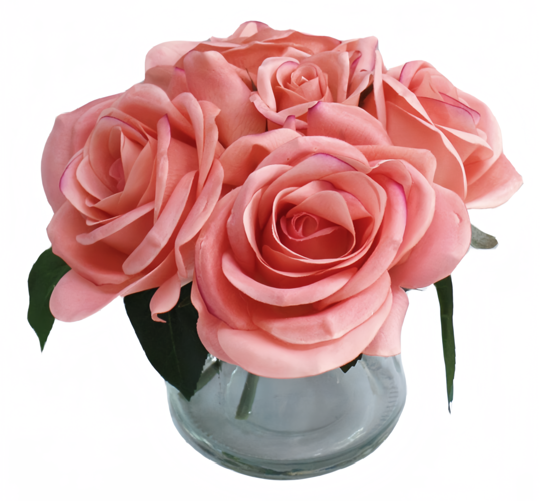 Greenmoods Kunstig Rosebukett Real Touch Rosa 18cm