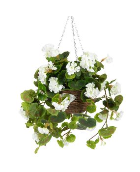 Greenmoods Kunstig Begonia Hvit i Kurv UV 70cm