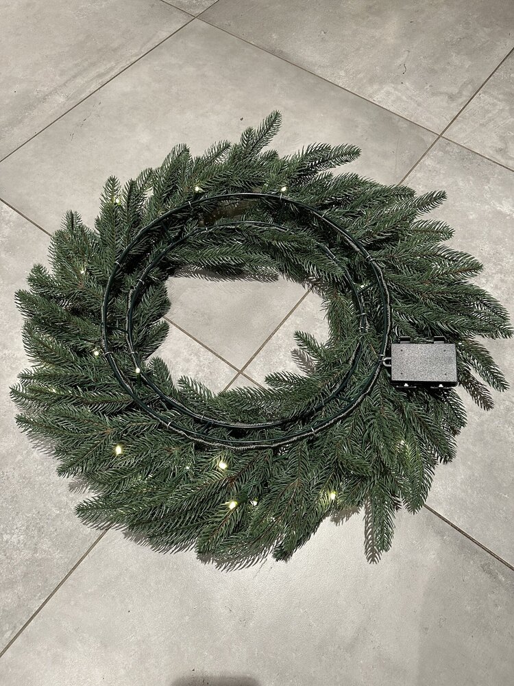 Kunstig Gran Krans med LED-Lys 60cm