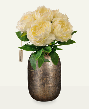 Greenmoods Kunstig Blomsterbukett Peon Hvit/krem 39cm