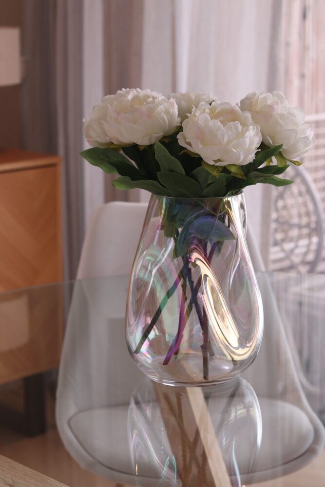 Greenmoods Kunstig Blomsterbukett Peon Hvit/krem 39cm