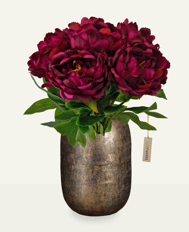 Greenmoods Kunstig Blomsterbukett Peon Aubergine 39cm