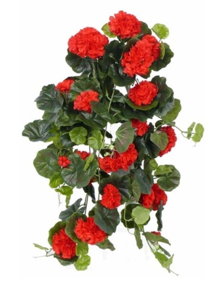 Greenmoods Kunstig hengeplanter Geranium 75 cm rød