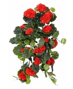 Greenmoods Kunstig hengeplanter Geranium 75 cm rød