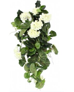Greenmoods Kunstig hengeplanter Geranium 75 cm hvit