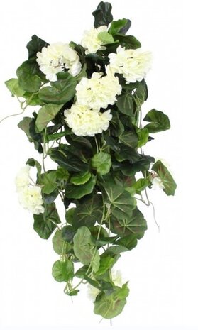 Greenmoods Kunstig hengeplanter Geranium 75 cm hvit